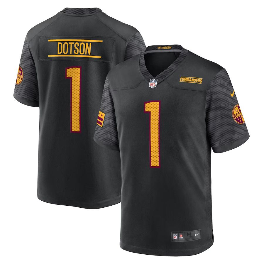 Men Washington Commanders 1 Jahan Dotson Nike Black Alternate Game NFL Jersey